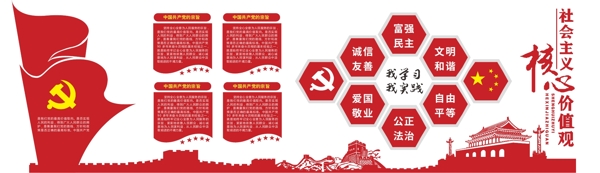 大气红色党建文化立体墙展示