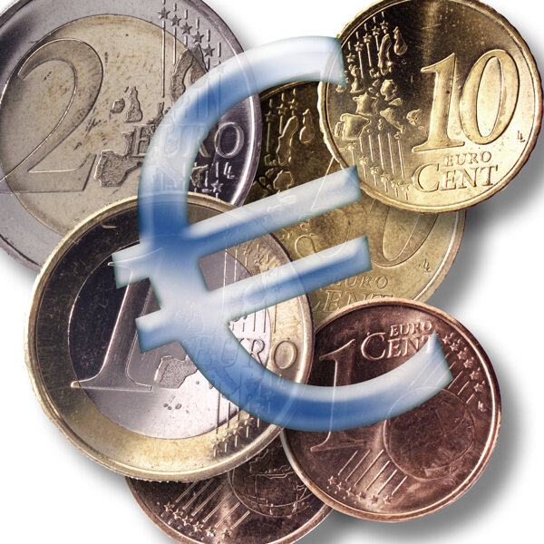 硬币与欧元符号图片
