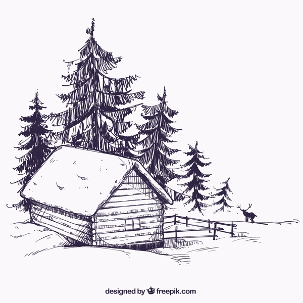 木屋冬季景观小品
