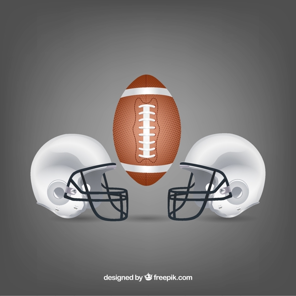 美式橄榄球用球与头盔矢量素材