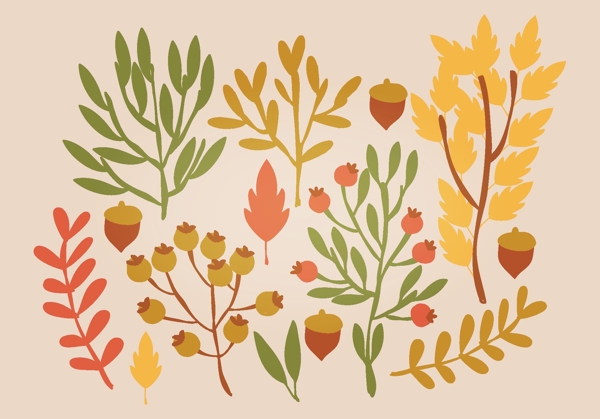 秋季手绘植物