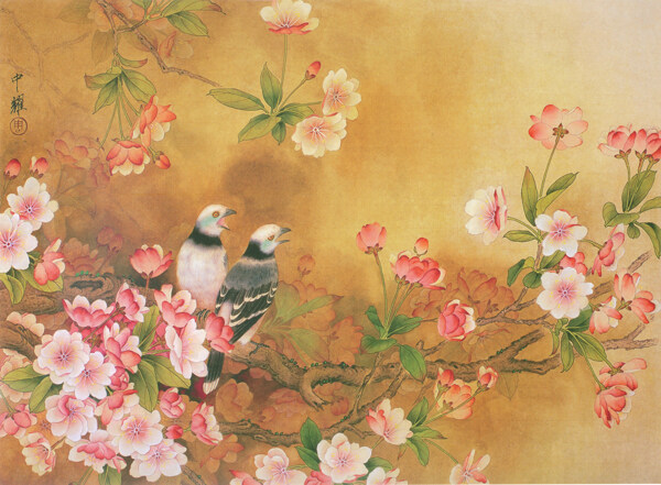 中式油画装饰背景墙
