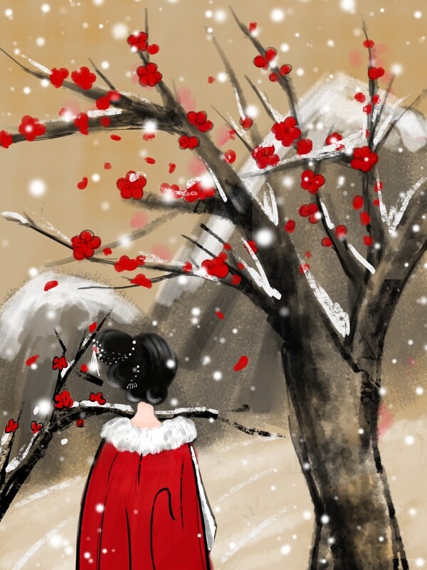 古代冬季雪天赏梅的人