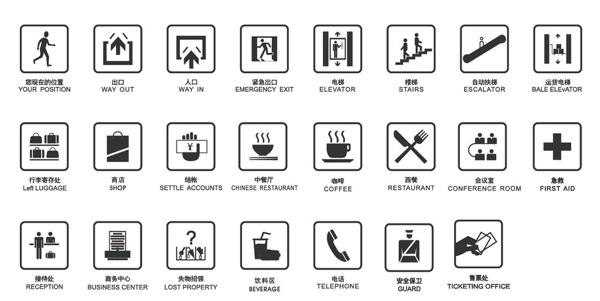 电梯楼梯茶杯餐具提示公共图标图片