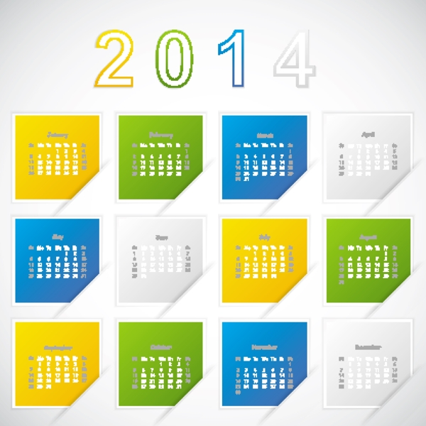 2014创意日历模板矢量素材AIEPS