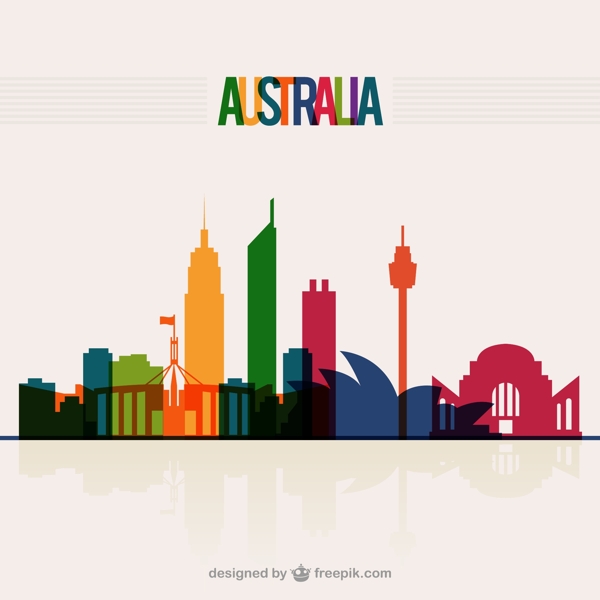 澳大利亚城市剪影图片
