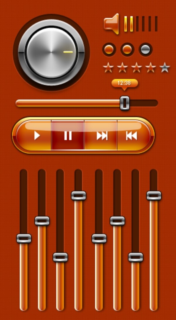 网页播放器控件按钮PSD源文