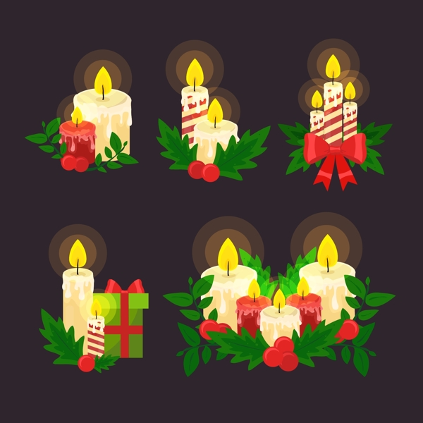 圣诞装饰元素蜡烛