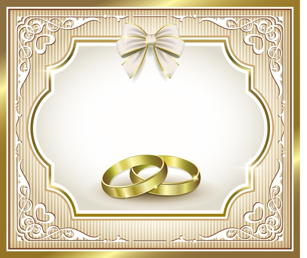 金色婚礼卡片边框素材模板下载