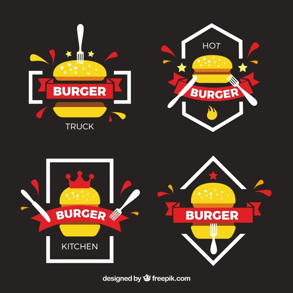 各种汉堡标志平面设计素材