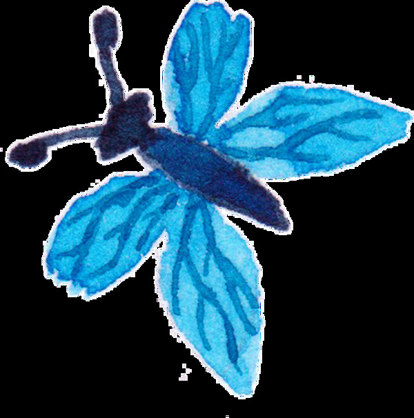 蓝色蝴蝶卡通透明素材