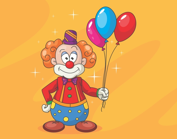 手握气球束的小丑图片