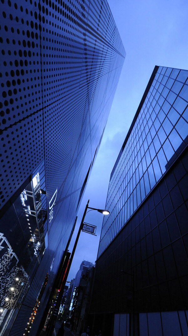 蓝色建筑城市H5背景素材