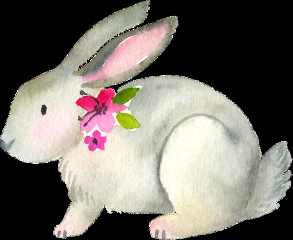 可爱卡通小白兔透明素材