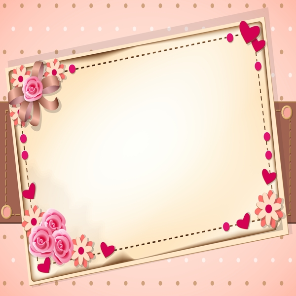 浪漫花朵卡片粉色背景