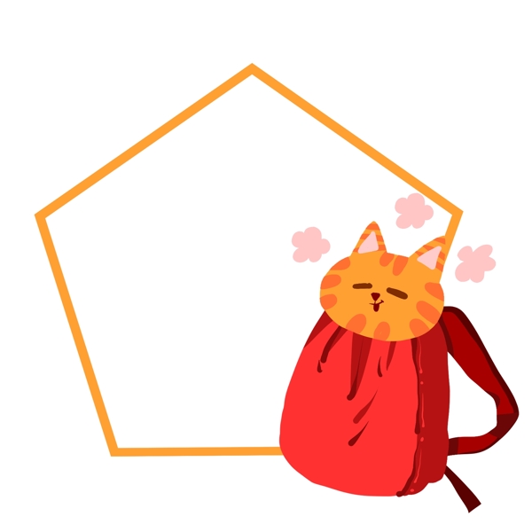 小猫书包边框插画