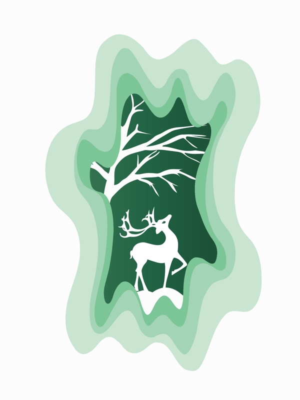 北欧森林麋鹿装饰画