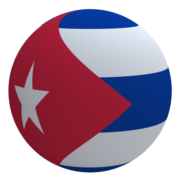 古巴国旗在球白色隔离