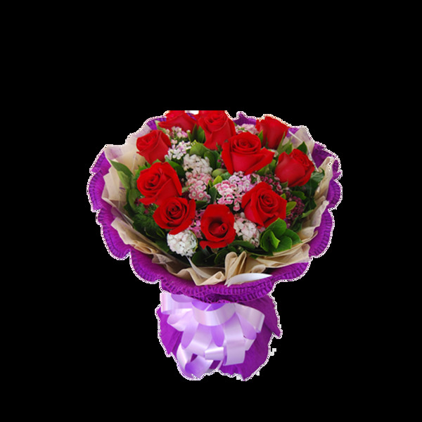 情人节艳丽玫瑰花花朵花束实物元素