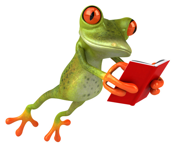 跳跃的青蛙与书本图片