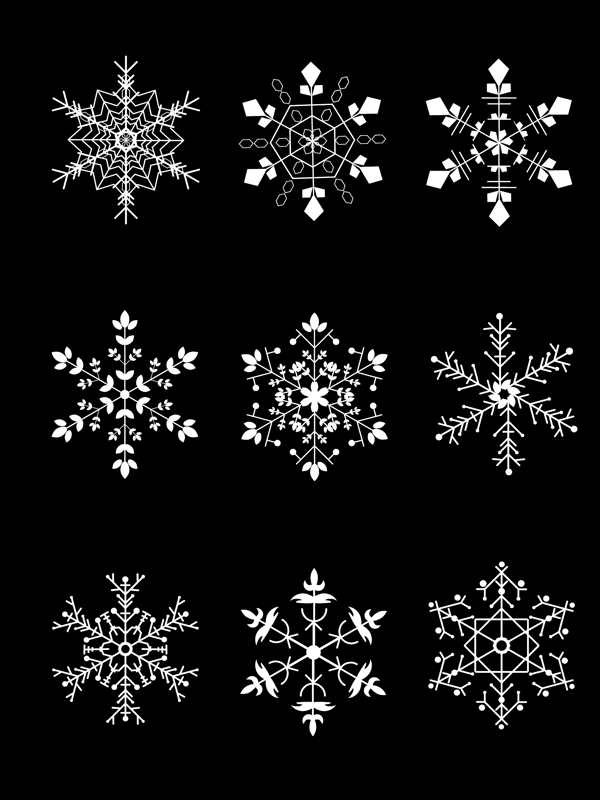 冬季素材矢量雪花图案设计