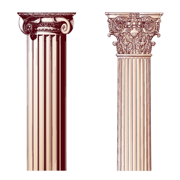 欧式古典花纹柱子矢量素材