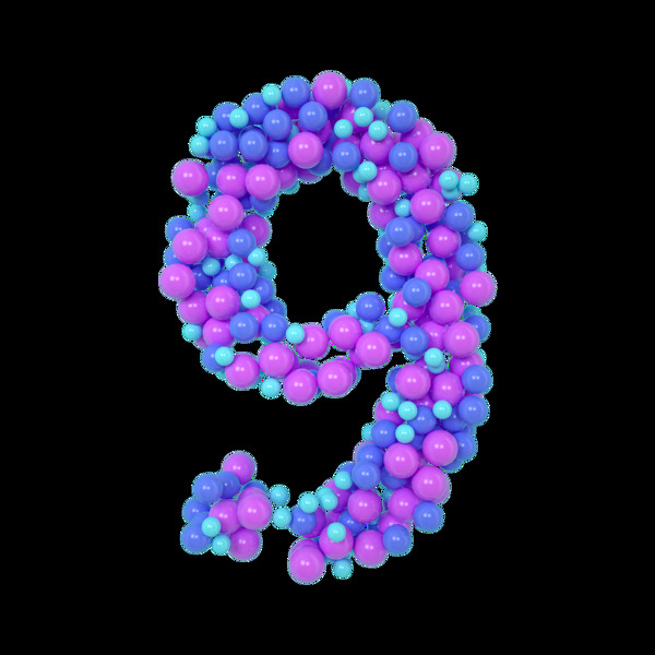 紫色气球数字9