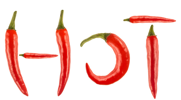 辣椒组成的hot单词图片