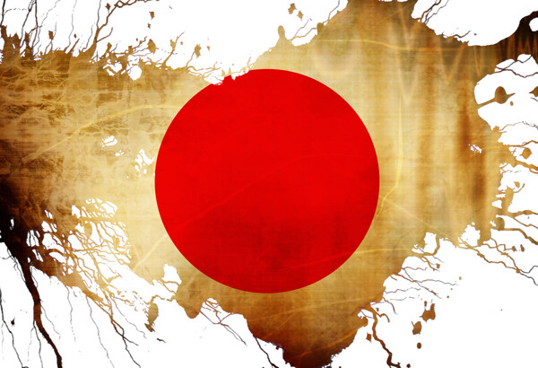 日本国旗墨迹喷溅图片