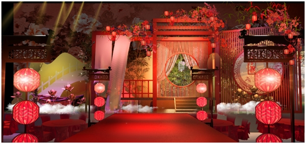 中式莲花婚礼舞台