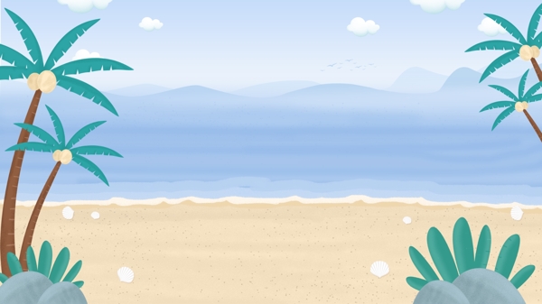 夏日海滩椰子树背景素材