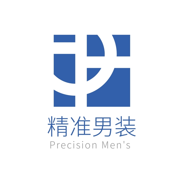 蓝色简约准心服饰logo