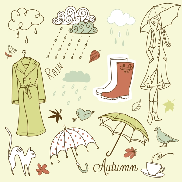 多雨的秋天的涂鸦
