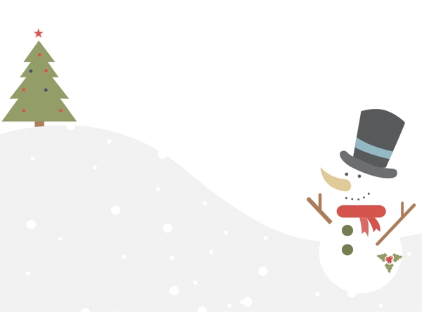 手绘圣诞树和雪人插画
