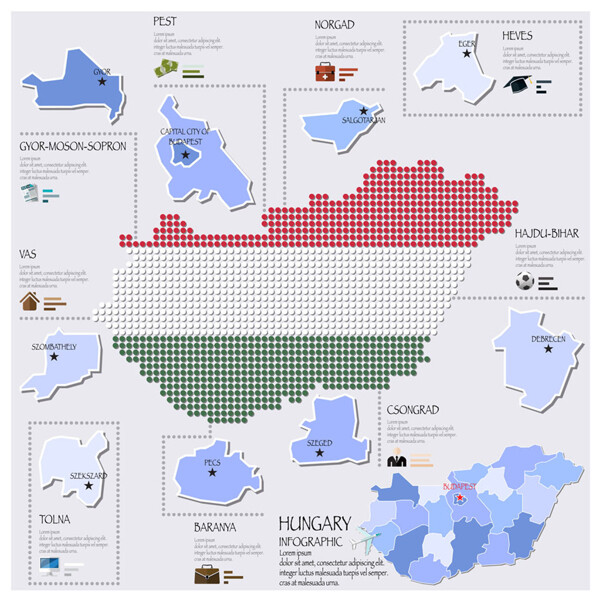 彩色点阵地图图表图片