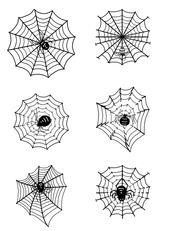 手绘万圣节蜘蛛和蜘蛛网透明底可商用素材