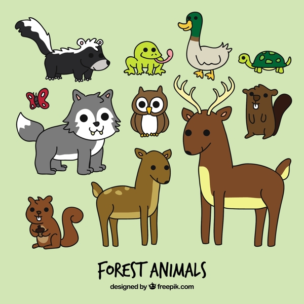 卡通森林动物集合