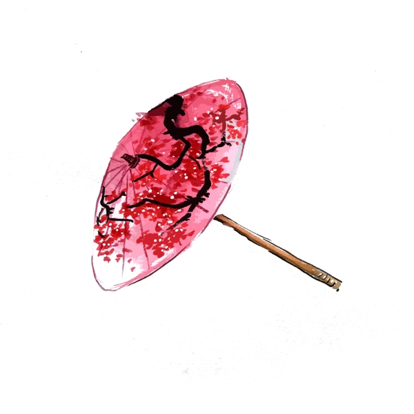 红伞油纸伞梅花古典中国风PNG