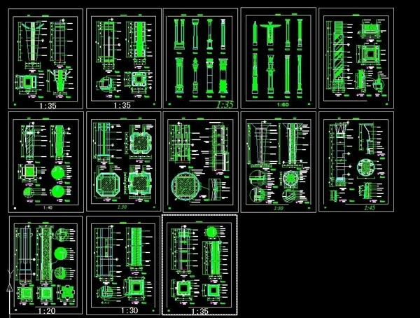 13个柱装饰建筑详图图片