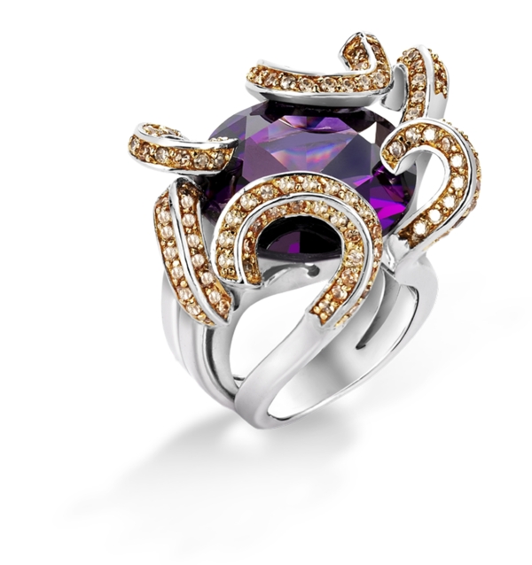 高清珠宝紫水晶戒指分层图片