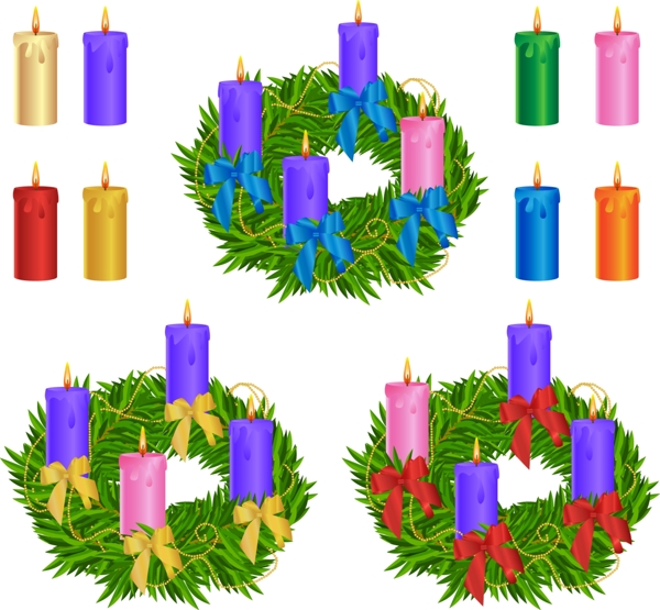 圣诞节装饰植物蜡烛矢量图AI