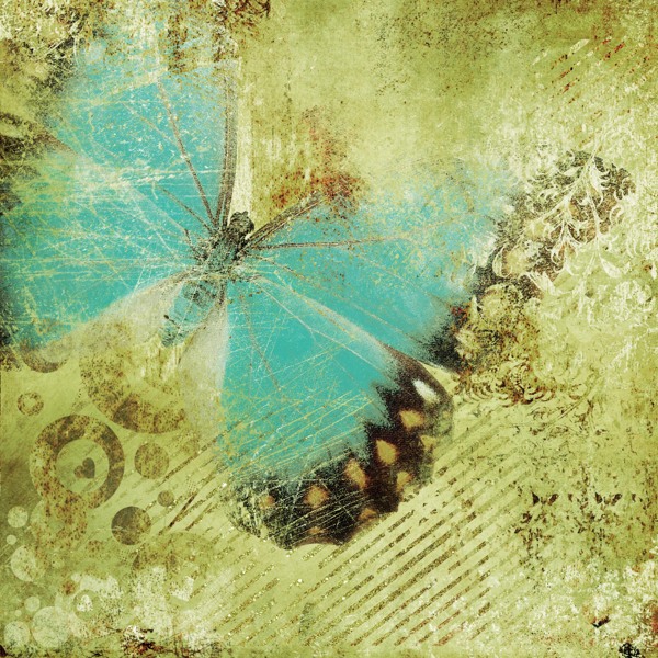 复古蓝色蝴蝶背景图