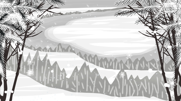 手绘灰色树林冬天背景素材