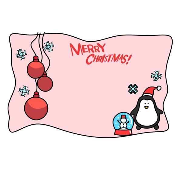 圣诞节企鹅边框插画
