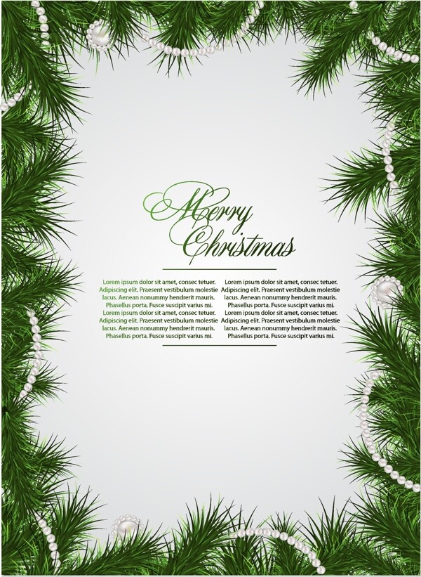 圣诞松树枝边框背景图片