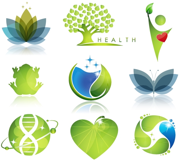 美容健康绿色环保图标图片