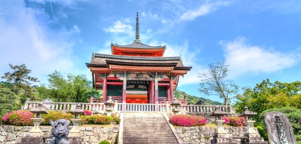 日式寺庙台阶天空背景素材