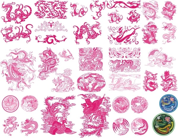 40个经典中国传统龙凤图案矢量素材图片