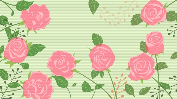 卡通粉色玫瑰花朵背景素材