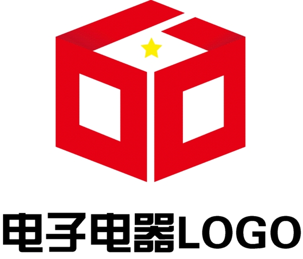 红色创意字母电子电器LOGO